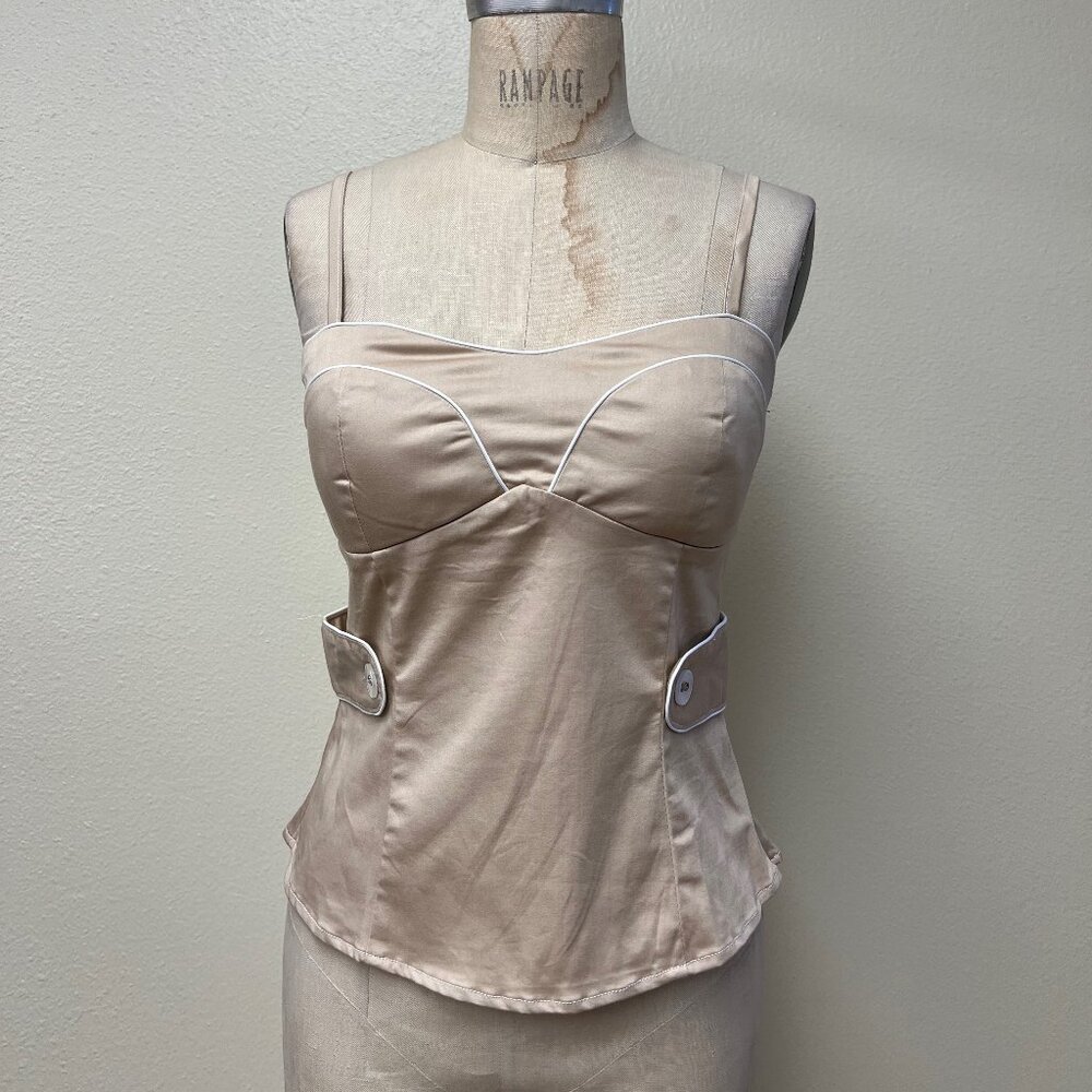 NWT Deadstock 2000s Y2K Pin Up Color Block Corset Tank Top Medium